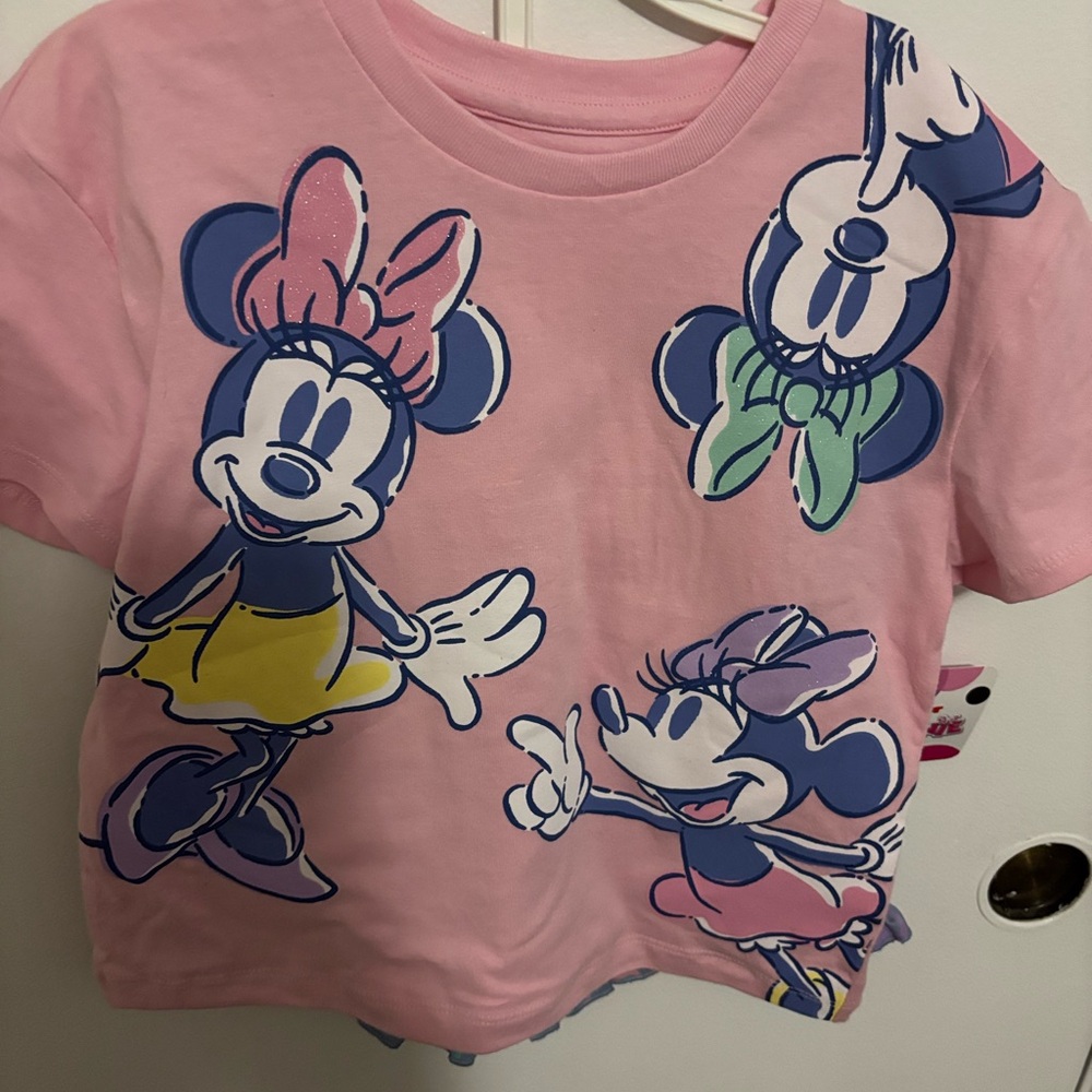 Disney Minnie Mouse Pink and Blue Kids Tee - Picture 2 of 3